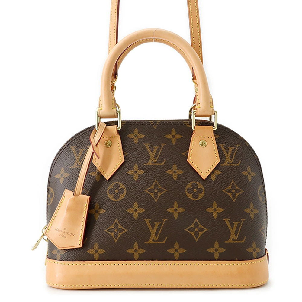 LOUIS VUITTON Alma Monogram Handbag Leather Brown